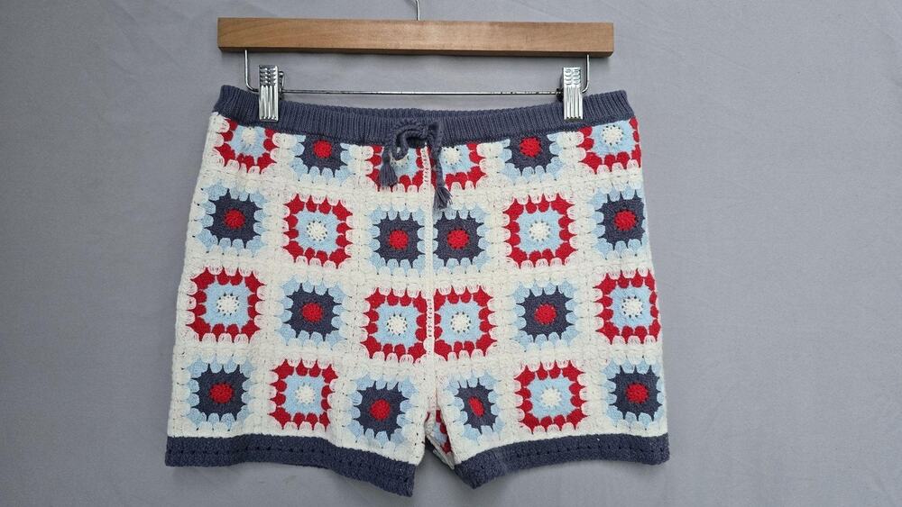 Art Class Sweat Shorts Kids 10-12 Multicolor Crochet Patchwork Elastic Waist